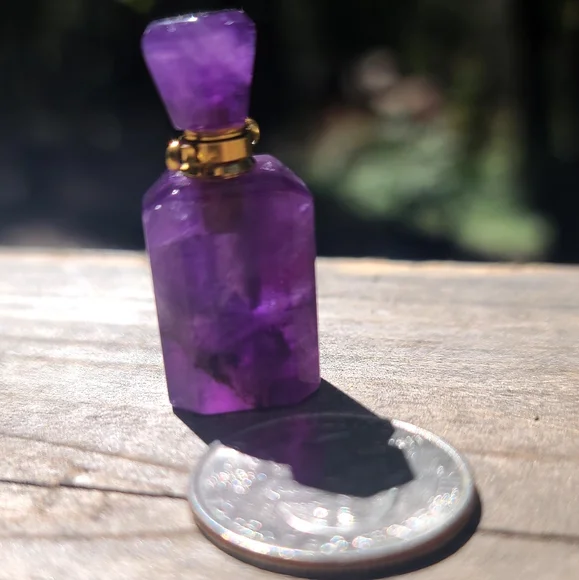 Amethyst deep purple 💜 gemstone crystal bottle pendant #AW2 - Picture 4 of 7